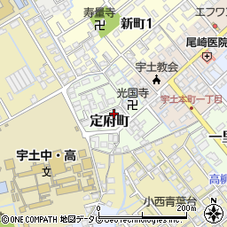 熊本県宇土市定府町周辺の地図