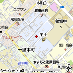 熊本県宇土市門内町周辺の地図