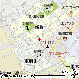 熊本県宇土市新町1丁目38周辺の地図