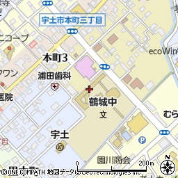 宇土市立鶴城中学校周辺の地図