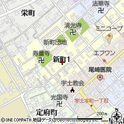 熊本県宇土市新町1丁目周辺の地図