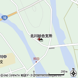 延岡市役所北川総合支所　教育委員会・北川分室周辺の地図