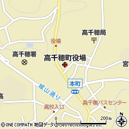 宮崎県高千穂町（西臼杵郡）周辺の地図