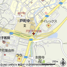 戸町中学校裏周辺の地図