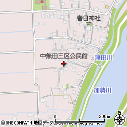 中無田三区公民館周辺の地図