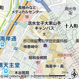 長崎市役所　文化観光部東山手甲十三番館周辺の地図