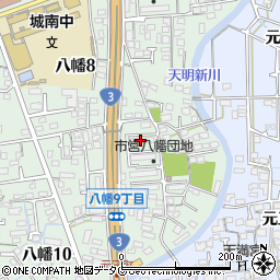 熊本市営八幡団地周辺の地図