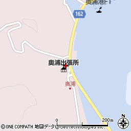 奥浦郵便局周辺の地図
