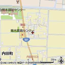 熊本県熊本市南区内田町3886周辺の地図