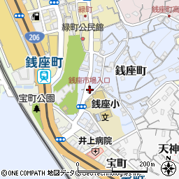 錢座公民館周辺の地図