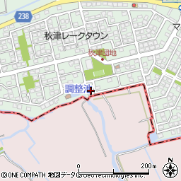 熊本県熊本市東区秋津町秋田3441-32周辺の地図