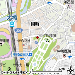 長崎市営　平和公園駐車場周辺の地図