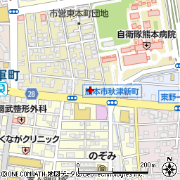 熊本県熊本市東区東本町11周辺の地図