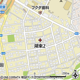 熊本県熊本市東区湖東2丁目周辺の地図