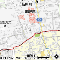 熊本県熊本市中央区萩原町周辺の地図