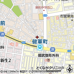 熊本健軍三郵便局周辺の地図
