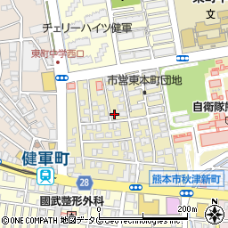 熊本県熊本市東区東本町4-1周辺の地図