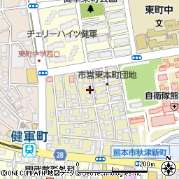 熊本県熊本市東区東本町4-19周辺の地図