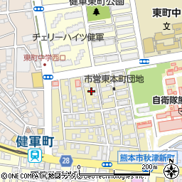 熊本県熊本市東区東本町4周辺の地図