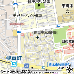 熊本県熊本市東区東本町4-17周辺の地図