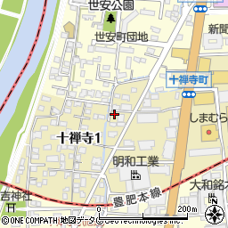 熊本県熊本市中央区十禅寺1丁目3-27周辺の地図