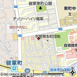 熊本県熊本市東区東本町4-16周辺の地図