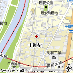 熊本県熊本市中央区十禅寺1丁目8-1周辺の地図