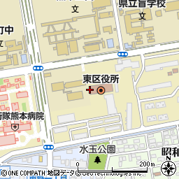 熊本県熊本市東区東本町16周辺の地図