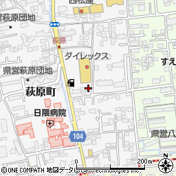 熊本県熊本市中央区萩原町4-17周辺の地図