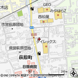 熊本県熊本市中央区萩原町4-38周辺の地図