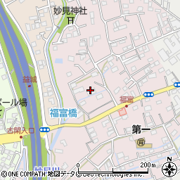 熊本県上益城郡益城町福富周辺の地図