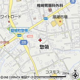 熊本県上益城郡益城町惣領周辺の地図