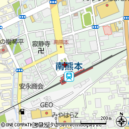 南熊本駅前周辺の地図