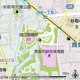 水前寺江津湖公園トイレ（出水地区体育館前）周辺の地図