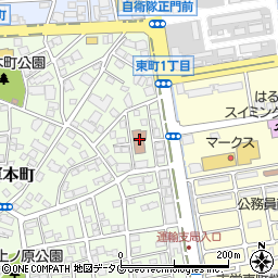 熊本市役所健康福祉局　保健福祉部・福祉事務所関係機関東部在宅福祉センター周辺の地図