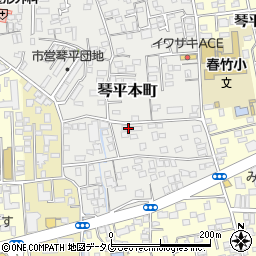 熊本県熊本市中央区琴平本町周辺の地図
