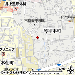 熊本県熊本市中央区琴平本町4-18周辺の地図