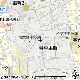 熊本県熊本市中央区琴平本町4-1周辺の地図