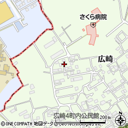 熊本県上益城郡益城町広崎1344-5周辺の地図