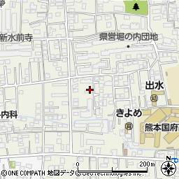 熊本県熊本市中央区国府周辺の地図