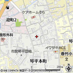 熊本県熊本市中央区琴平本町2周辺の地図