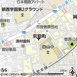 熊本日日新聞九品寺販売センター周辺の地図