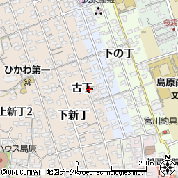 長崎県島原市古丁周辺の地図