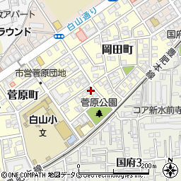 熊本県熊本市中央区菅原町4-1周辺の地図
