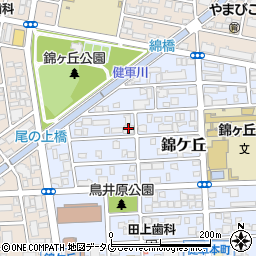 熊本県熊本市東区錦ケ丘周辺の地図