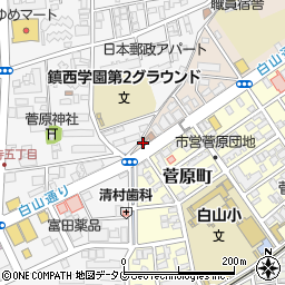 熊本市役所　中央区役所中央区役所関係機関白山地域コミュニティセンター周辺の地図