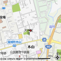 熊本県上益城郡益城町木山周辺の地図