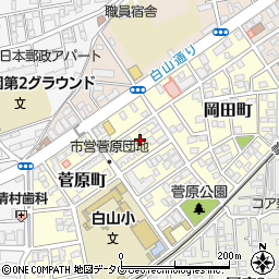 熊本県熊本市中央区菅原町2-28周辺の地図