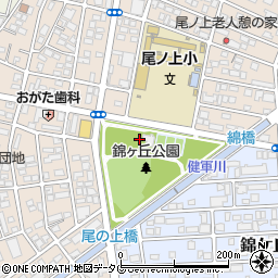 熊本市役所東区役所　東区役所関係機関・尾ノ上地域コミュニティセンター周辺の地図