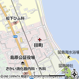 長崎県島原市田町周辺の地図